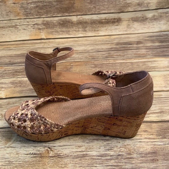TOMS Stucco Satin Woven Platform Wedge Sandals – Size 9 - Picture 5 of 7